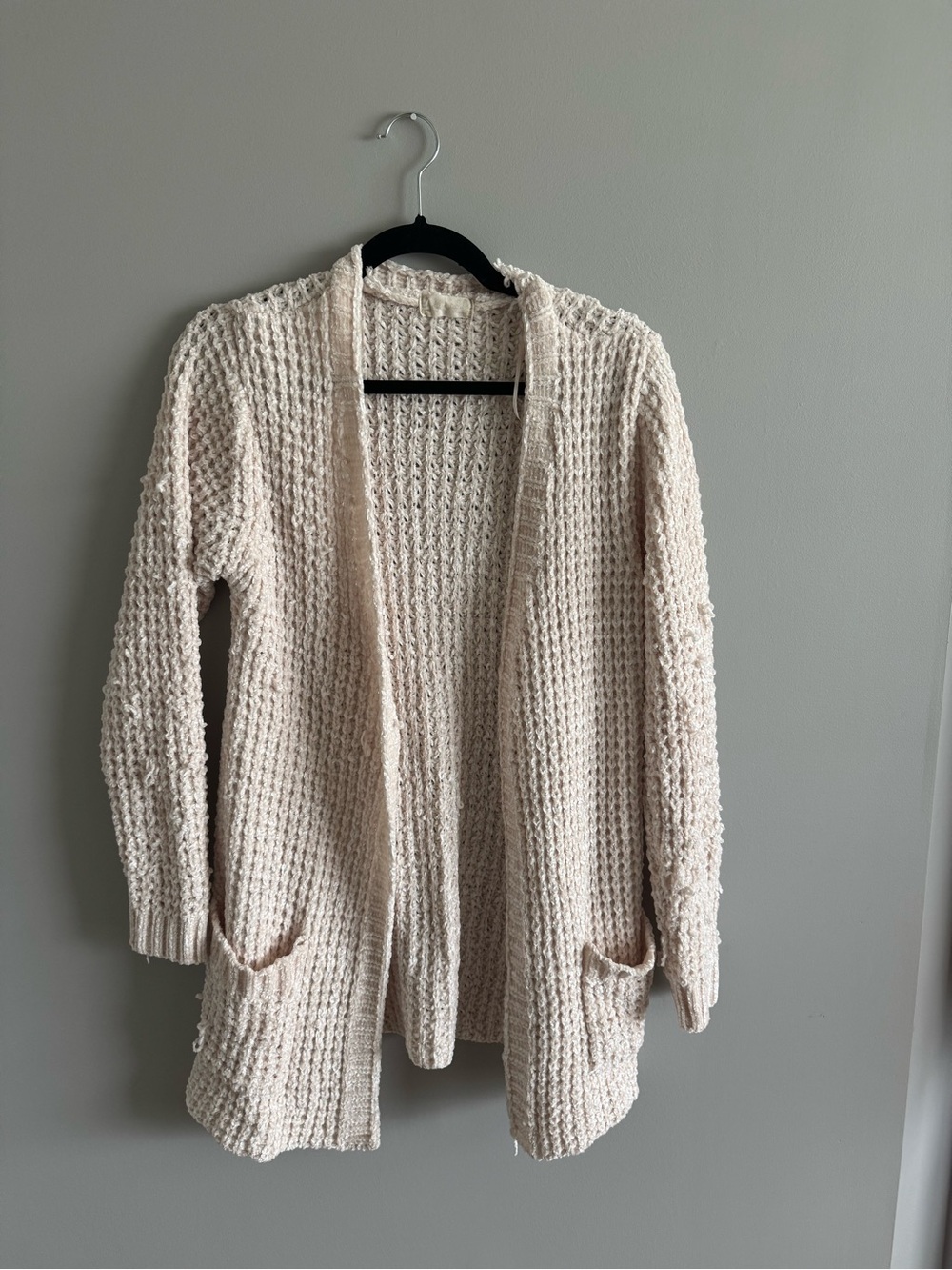 Altar’d State Cozy Open-Front Cream Chunky Knit Cardigan